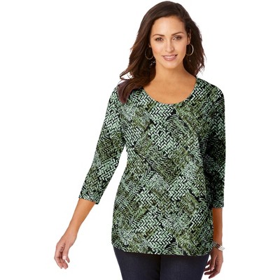 Jessica London Women's Plus Size Stretch Cotton Scoop Neck Tee