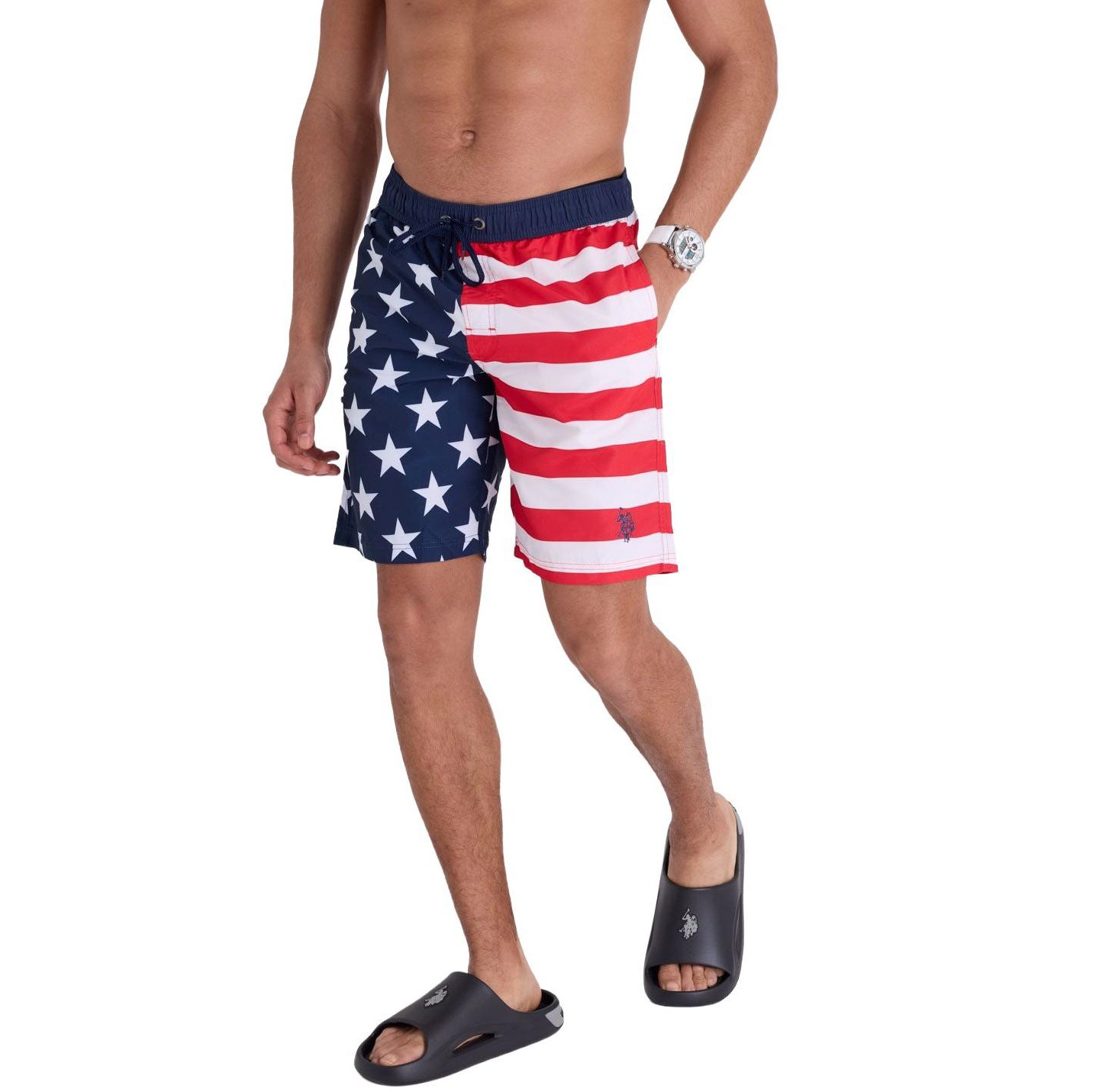 U.S. Polo Assn. Men's American Flag Swim Trunk Classic Navy, цвет: Тёмно-синий — фото 1
