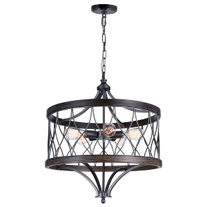 CWI Lighting Amazon 5 Light Drum Shade Chandelier With Gun Metal Finish - 1 of 4