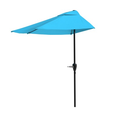 Nature Spring 9' Half-Round Patio Umbrella - Brilliant Blue