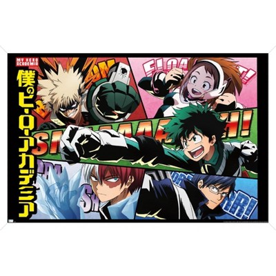 Trends International My Hero Academia - Comic Framed Wall Poster Prints White Framed Version 22. ...