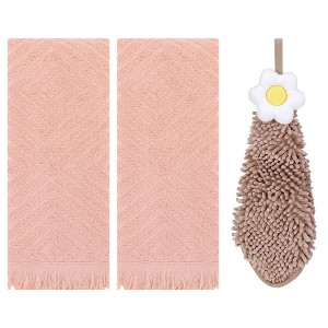 REGALWOVEN 3 Pcs Bathroom Soft and Absorbent Decorative Hand Towel - 1 of 4