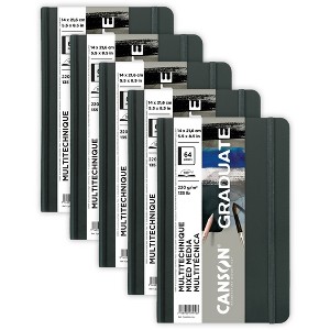 Canson Graduate Mixed Media Art Book, Toned Gray, Hard Cover Binding, 32 Sheet, 5.5x8.5 inch, Pack of 5 - 1 of 4
