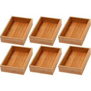 YBM HOME Bamboo Drawer Organizer Storage Box for Kitchen Drawer, Junk Drawer, Office, Bedroom, Children Room, Craft, Sewing, and Bathroom, Pack of 6 - 1 of 4