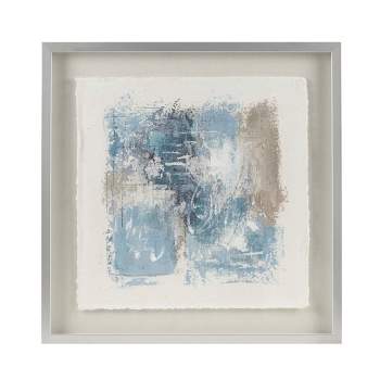 Ashlar Hand Painted Abstract Framed Glass and Matted Wall Art Blue - Madison Park