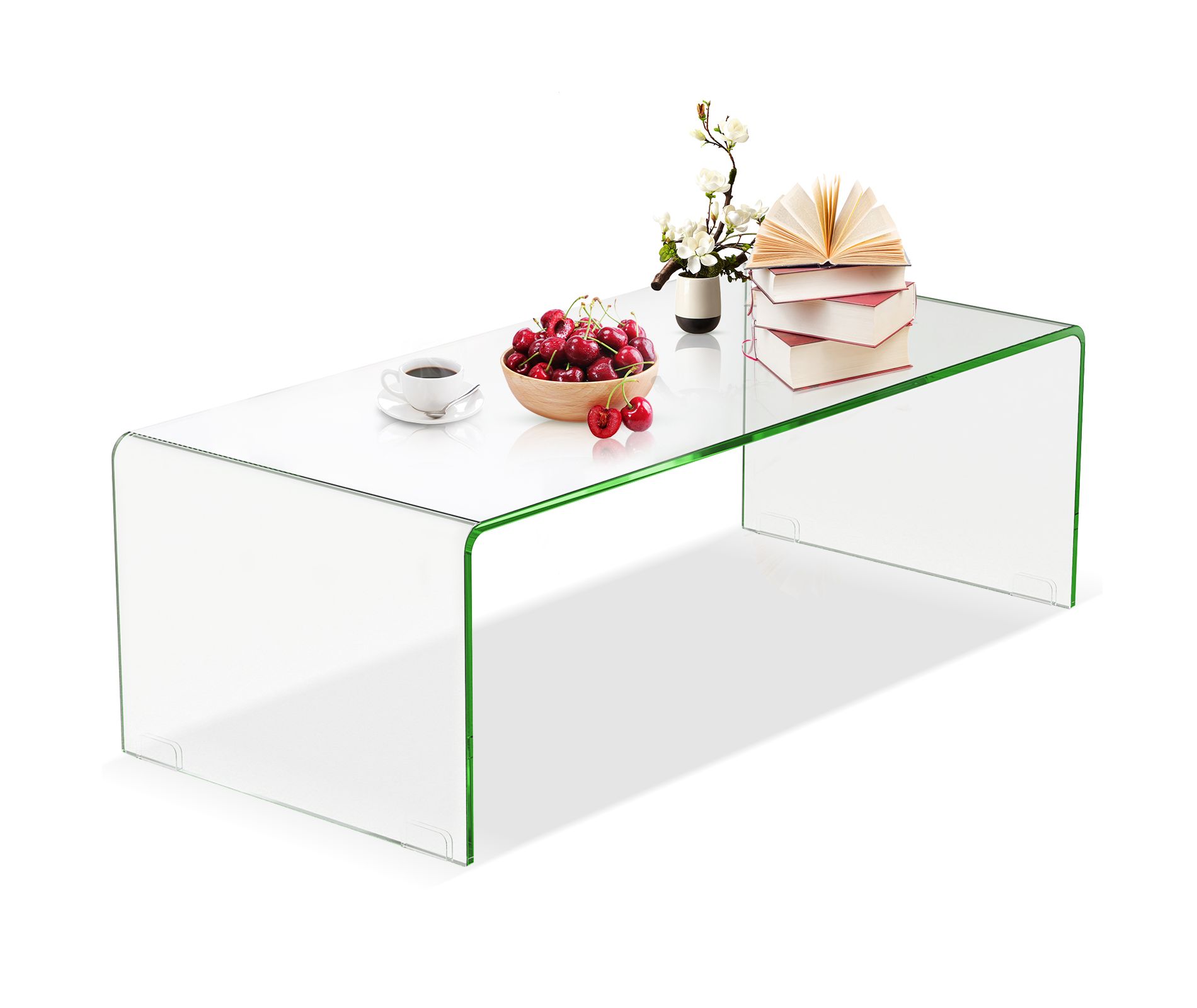 Costway Tempered Glass Coffee Table Accent Cocktail Side Table Living Room Furniture
