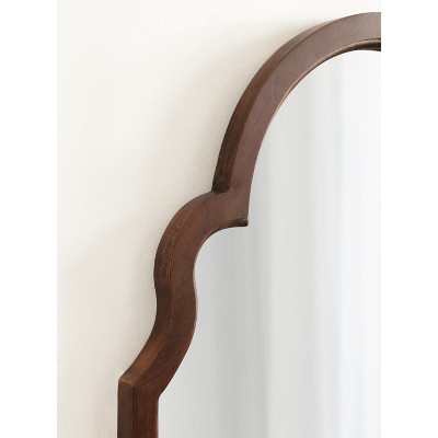 Walnut Brown Moroccan Arch Wood Vanity Mirror