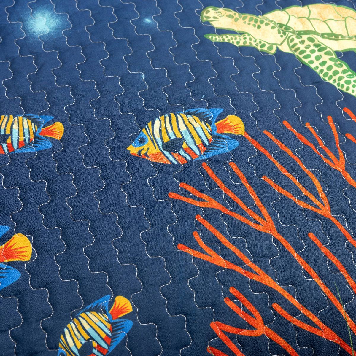 Twin 2pc Set Kids' Under The Sea Quilts Navy - Lush Décor: Kids Bedding Set, Ocean Theme, Reversible, OEKO-TEX Certified - thumbnail 2