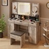 KTMBDW Large Vanity Table Set with LED Lighted Mirror and 2 DIY Pegboards, 5 Hooks, Vanity Desk with Drawers and Cushioned Stool for Bedroom - 2 of 4