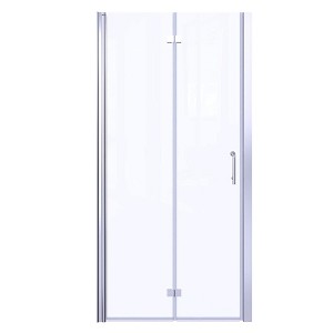 ONWITH 32 to 33-1/4 in. W x 72 in. H Bi-Fold Frameless Shower Doors in Chrome with Clear Glass - 1 of 3