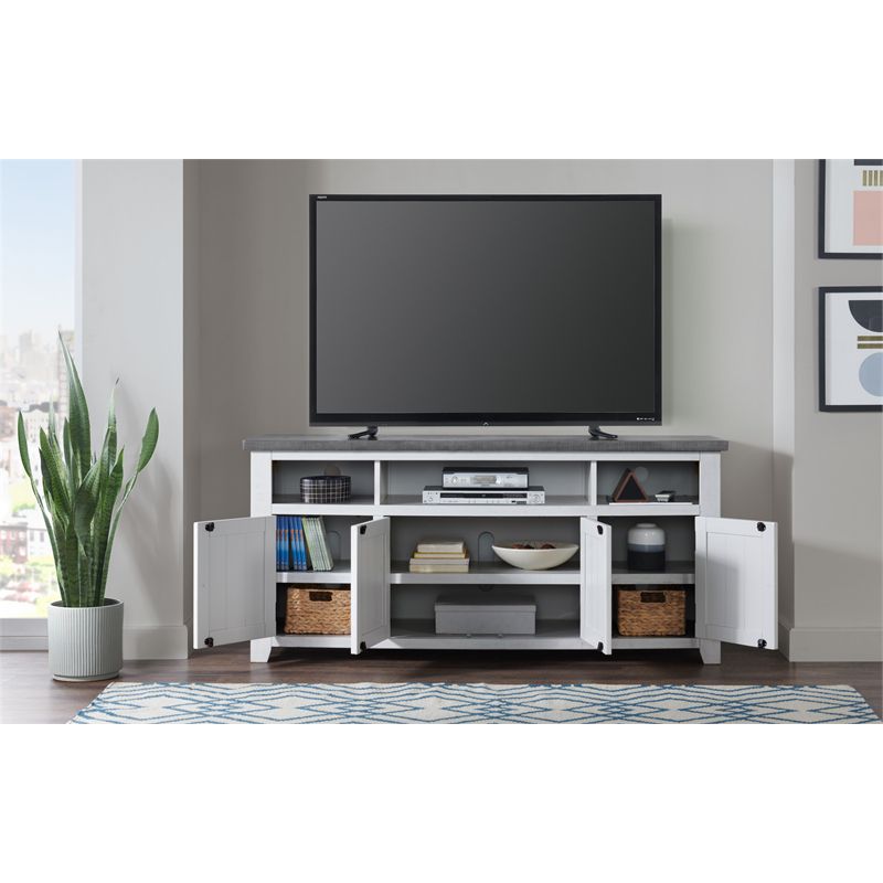 Foundry 65" TV Stand White Stain with Gray Top - Martin Svensson Home, 4 of 10