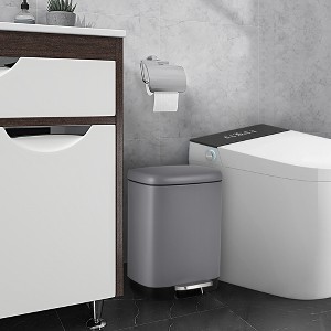12L Kitchen Hands-Free Trash Can with Foot Pedal and Trash Bag Ring, Ultra-Slim Bathroom Trash Can Suitable for Bathroom, Bedroom and Kitchen - 1 of 4