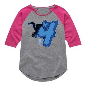 Girls' - Marvel - Black Panther 4Th Birthday Shirt Tail Raglan Graphic T-shirt - 1 of 3