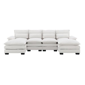 TiramisuBest 109.8" U-Shaped Modular Sectional Sofa with Chaise Lounge & Waist Pillows, 6-Seat Sleeper Couch for Living Room, Apartment, Gray - 1 of 4