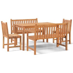 vidaXL Garden Dining Set Natural Teak Solid Teak Wood One Size Durable - 1 of 4