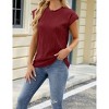 Women's Crewneck Ribbed Knit Top Casual Short Sleeve T-Shirt - 3 of 4