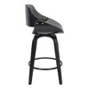 FurniFact,Swivel Counter Bar Stool with Black Brush Wood and Grey Faux Leather - 2 of 4