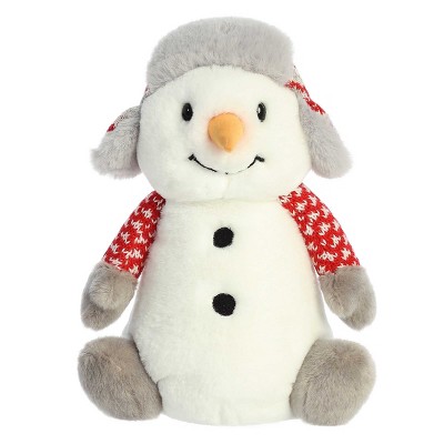 Aurora Medium Aspen Snowman With Hat Holiday Festive Stuffed Animal White 10"