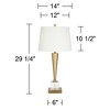 Possini Euro Design Wayne Modern Table Lamps 29 1/4" Tall Set of 2 Brass with USB Charging Port White Fabric Drum Shade for Bedroom Living Room Kids - 4 of 4