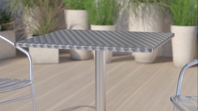Mellie 27.5'' Square Silver Stainless Steel Dining Table