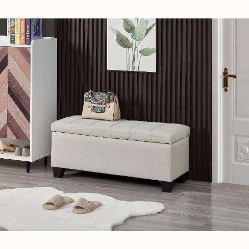 NicBex Modern 35" Storage Bench Rectangular Accent Stools with Linen Fabric for Bedroom and Entryway - image 1 of 4