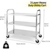 3-Tier Stainless Steel Utility Cart with Wheels, Heavy Duty Industrial Kitchen Island Serving Cart - 2 of 4