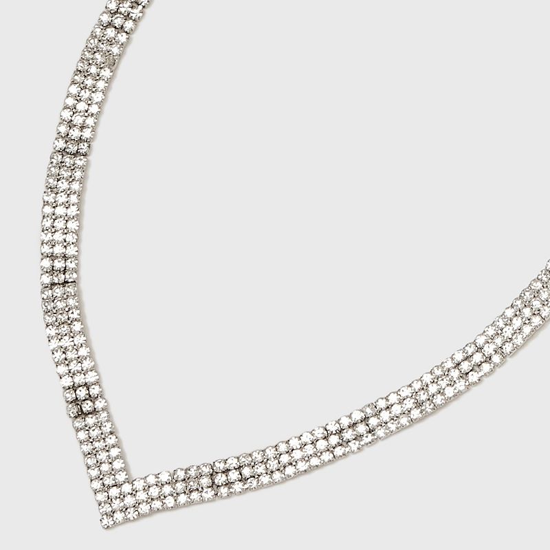 Chevron Stone Necklace - Silver, 4 of 5