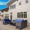 5-Piece Outdoor Patio Furniture Set with 7-Seating Capacity - All-Weather Wicker Sectional Sofa with Tempered Glass Coffee Table & Premium Cushions - - 2 of 4