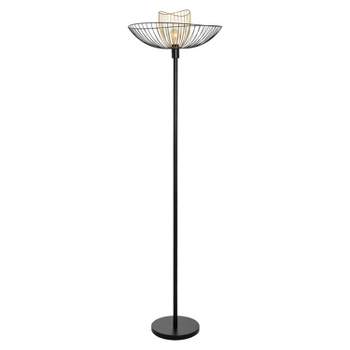 71" Demi Painted Metal 1-Light Floor Lamp with Black and Gold Painted Metal Shade - River of Goods