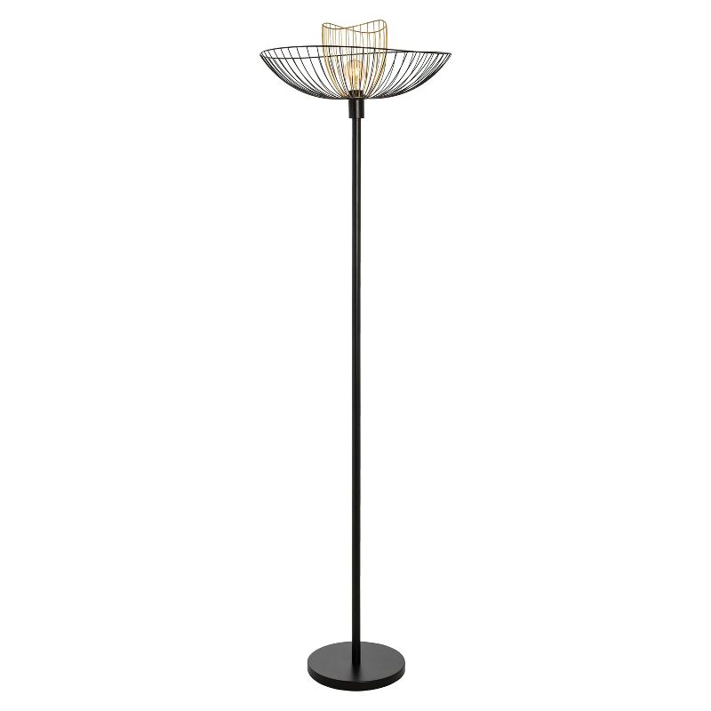 71&#34; Demi Painted Metal 1-Light Floor Lamp with Black and Gold Painted Metal Shade - River of Goods, 1 of 10