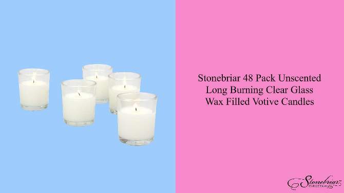 48pk Unscented Long Burning Clear Glass Wax Candles Ivory - Stonebriar Collection, 2 of 6, play video