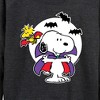 Women's - Peanuts - Snoopy Woodstock Vampire Lightweight French Terry Wide Neck Long Sleeve Shirt - 2 of 4