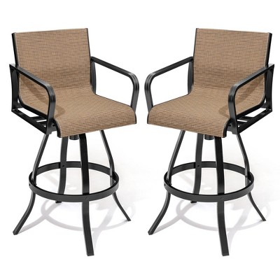 Crestlive Products Swivel Bar Stools Set of 2 Indoor Outdoor Bar Height Chairs with Sunbrella Fabric and Aluminum Frame