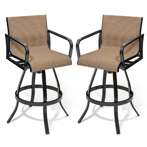 Crestlive Products Swivel Bar Stools Set of 2 Indoor Outdoor Bar Height Chairs with Sunbrella Fabric and Aluminum Frame - 1 of 4