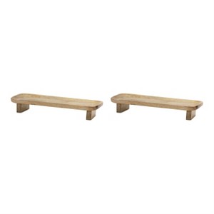 Mango Wood Tray Set Of 2 Brown Finish 2.75 Inch Height Decorative Serving and Display by Melrose - 1 of 3