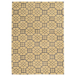 Linon 5'x7' GEO Luxuriously Soft Mosaic Area Rug Gray/Butter: Mid-Century Modern, Geometric, Indoor, Low Pile - 1 of 4