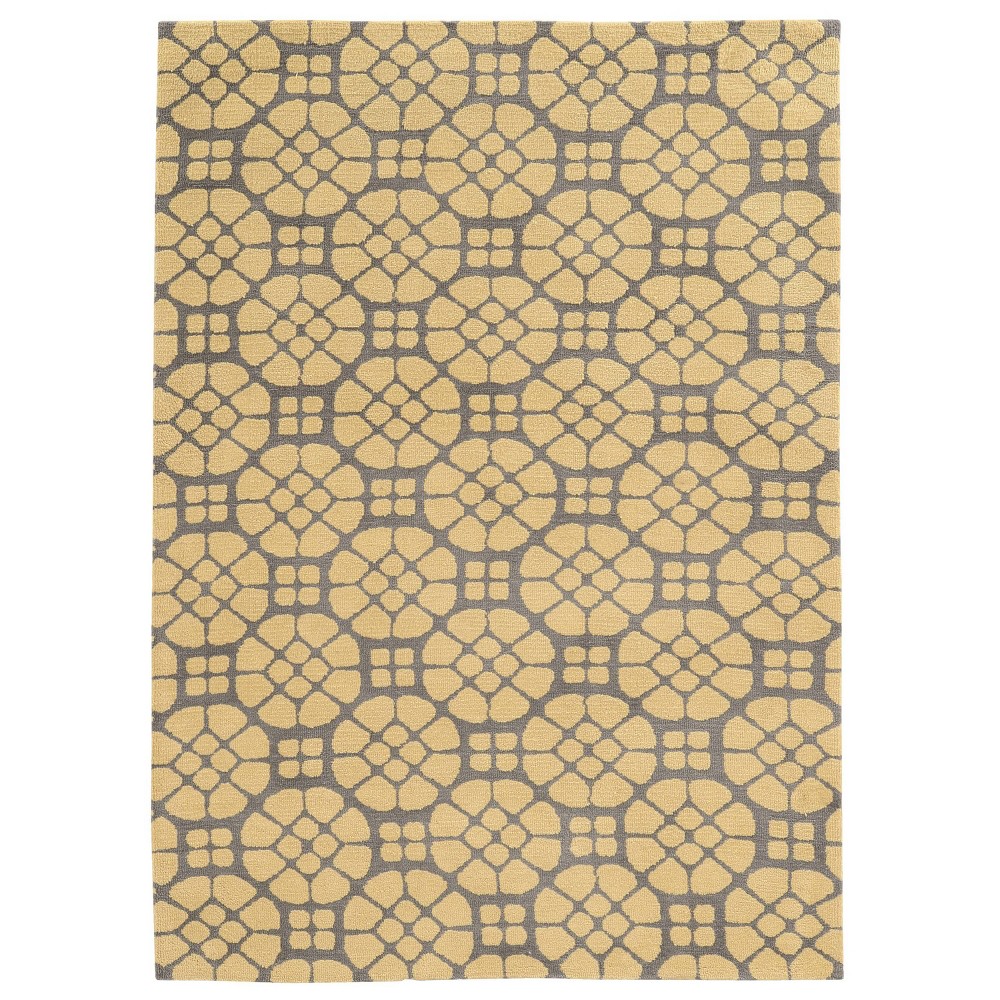 Linon 5'x7' GEO Luxuriously Soft Mosaic Area Rug Gray/Butter: Mid-Century Modern, Geometric, Indoor, Low Pile