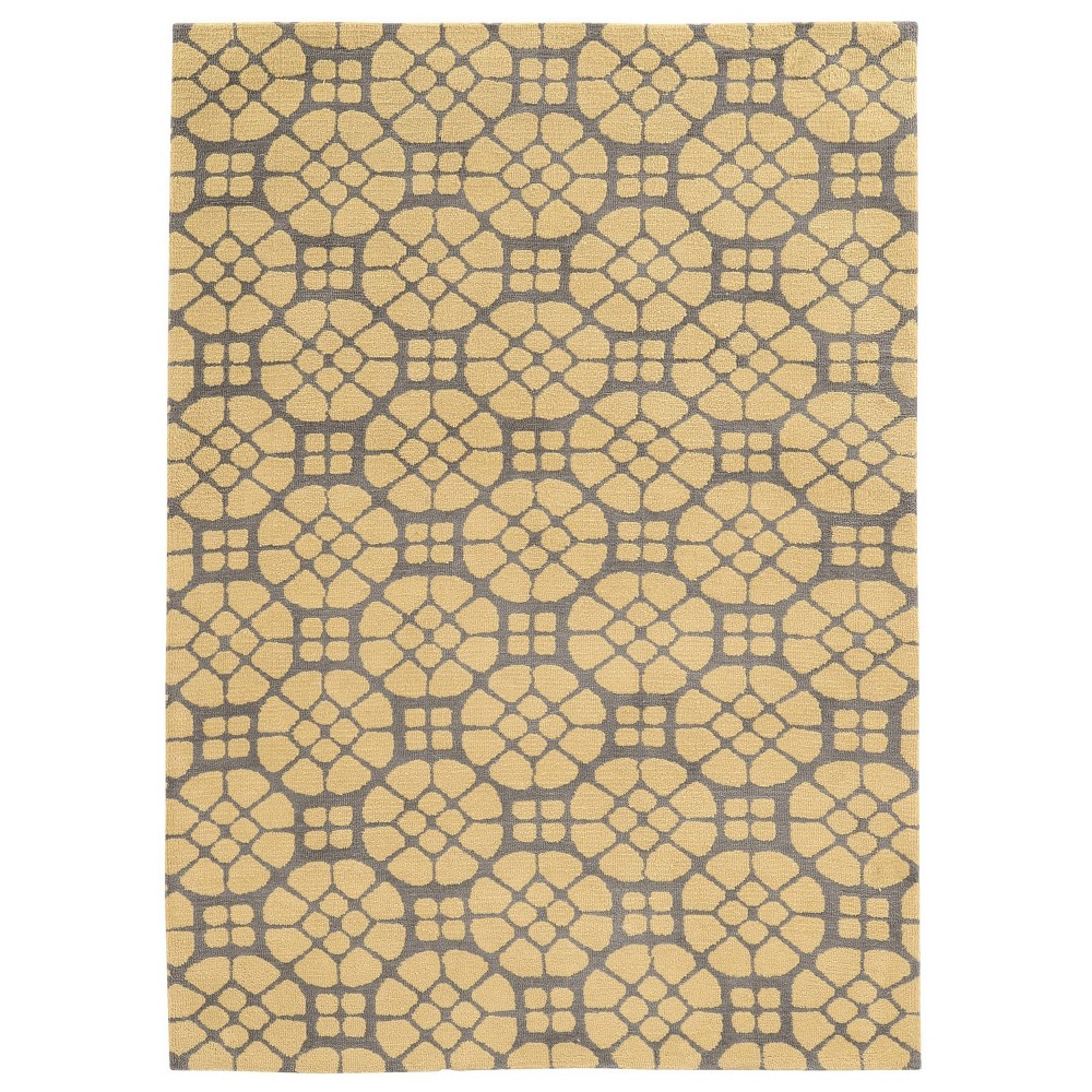 Photos - Area Rug Linon 5'x7' GEO Luxuriously Soft Mosaic  Gray/Butter  