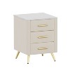 PAGED Upholstered Night Stand Modern Wooden Nightstand with 3 Storage Drawers and Marble Stickers Tabletop for Bedroom - 4 of 4