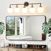 POWLIG 38.9" Black&Gold 5-Light Dimmable Vanity Light – Modern Bathroom Fixture with 5.9" Opal Glass Globes - 3 of 4