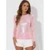 Allegra K Women's Long Sleeve Puff Sleeve Party Glitter Shiny Metallic Tops - 3 of 4