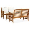 vidaXL 3-Piece Patio Lounge Set with Cushions, Solid Acacia Wood Construction, Vintage Design, Cream White Seat Cushions, Spacious Coffee Table - 2 of 4