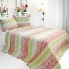 Slickblue Floral Cotton Quilt Set Full/Queen Size 3PC — Vermicelli Quilted Bedspread with Shams - 2 of 4