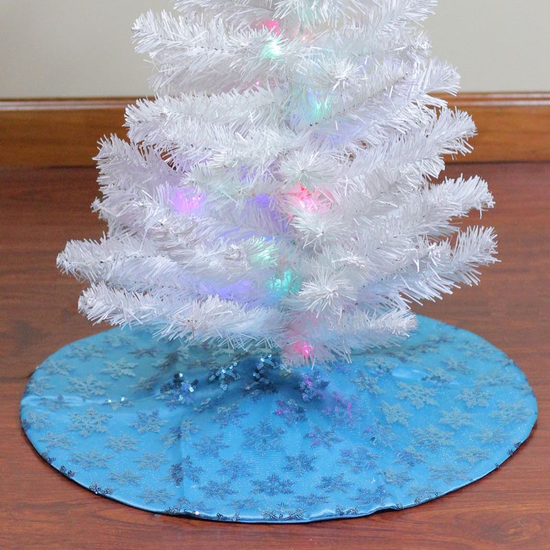Northlight 20" Blue Sequin Snowflake Pattern Mini Christmas Tree Skirt, 2 of 4