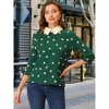 Allegra K Women's Polka Dots Contrast Peter Pan Collar 3/4 Sleeves Blouse - 2 of 4