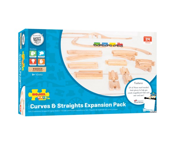 Bigjigs Rail Curves & Straights Expansion Pack Wooden Railway Train Track