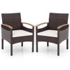Tangkula 4 PCS Dining Chairs w/ Acacia Wood Armrest Heavy Duty Metal Frame Patio - 4 of 4