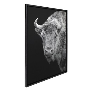 Kate & Laurel All Things Decor 23"x33" Sylvie American Bison Buffalo Yellowstone Wildlife Animal BW Framed Metallic Canvas Wall Art by Xy - 1 of 4
