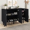 VYNXARIA Cream Minimalist Shoe Cabinet with Wave Doors & Adjustable Shelves - 2 of 4