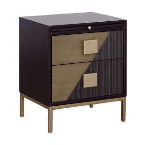 Treasure Trove Accents Chairside with Pullout Shelf 2 Drawer: Gold Hardware, MDF, Space-Saving Design - 1 of 4